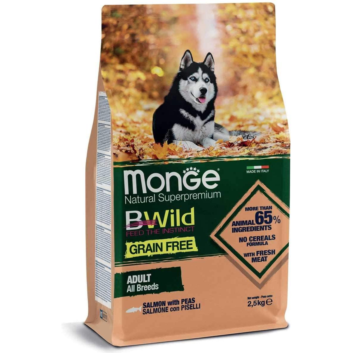 Monge BWild Grain Free Adult Salmone e Piselli 2,5kg Monge BWild Grain Free Adult Salmone e Piselli 2,5kg